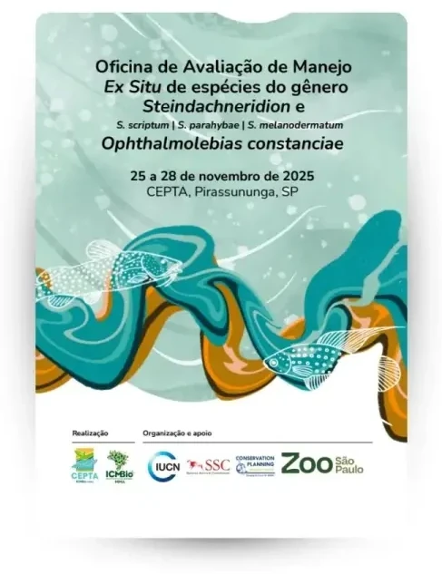 Capa da oficina de avaliação de manejo ex situ de espécies de Steindachneridion e Ophthalmolebias constanciae